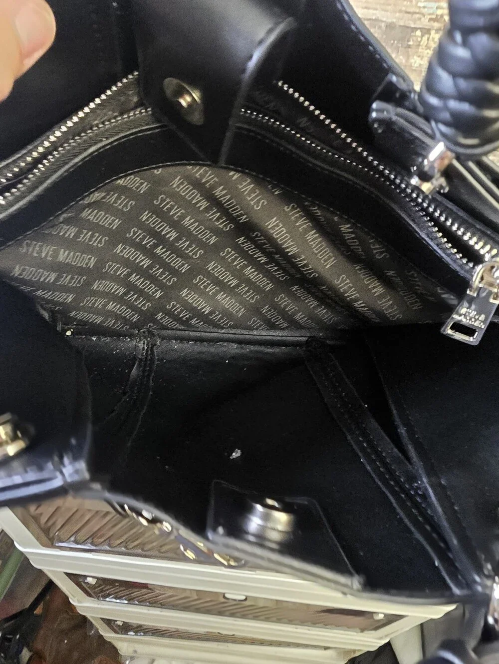 Steve Madden Black Braided-Handle Satchel, NWOT